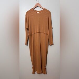 Garb Long Sleeve Ribbed Cotton Maxi Dress
